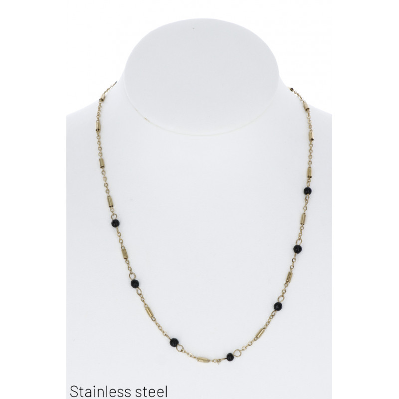 STAINL.STEEL NECKLACE WITH BEADS