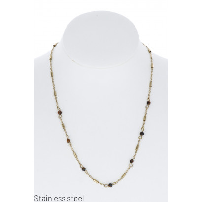 STAINL.STEEL NECKLACE WITH BEADS