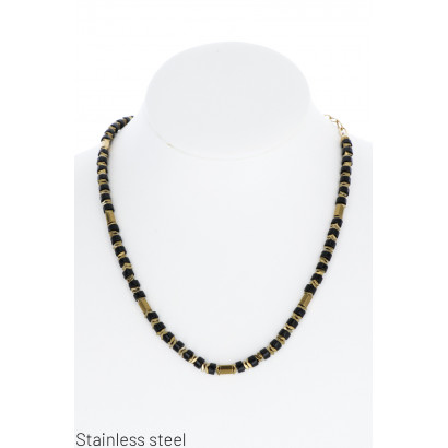 ST. STEEL NECKLACE WITH FACETED BEADS