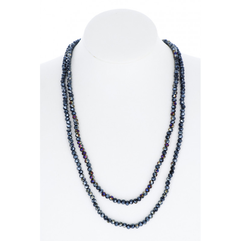 NECKLACE WITH FACETED BEADS & STEEL PART