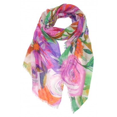 SCARF WITH PRINTED  FLOWERS...