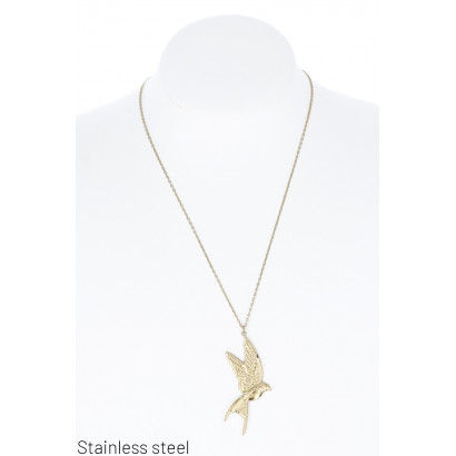STAINL.STEEL NECKLACE WITH BIRD PENDANT