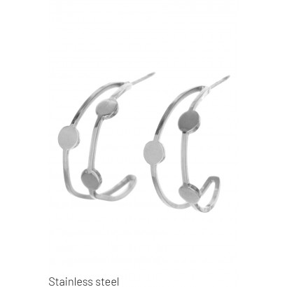 POST EAR. STAINL. STEEL HALF-MOON SHAPE AND PELLET