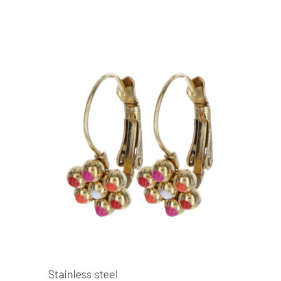 STEEL EARRINGS WITH COLORED...