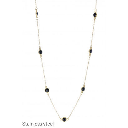 ST. STEEL NECKLACE WITH CIRCLE IN COLORED STONES