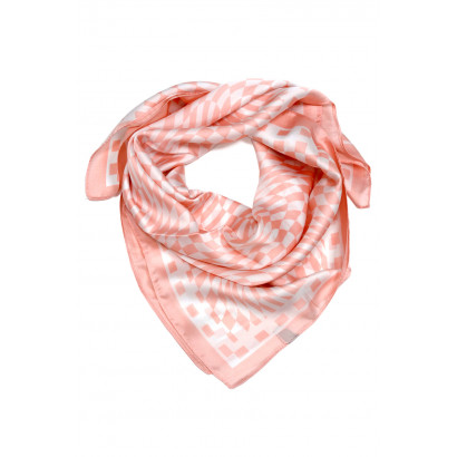 SQUARE POLYSILK SCARF WITH QUADRILLE PATTERN
