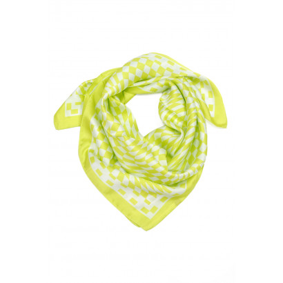SQUARE POLYSILK SCARF WITH QUADRILLE PATTERN