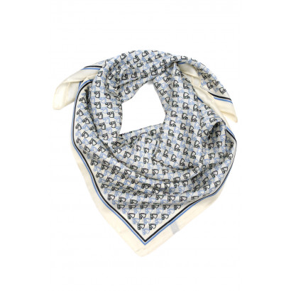 SQUARE POLYSILK SCARF WITH  PRINTED LETTER