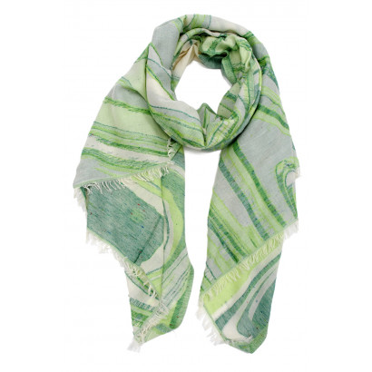 WOVEN  SCARF WITH STRIPES PRINT WITH FRINGES