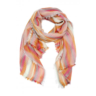 WOVEN SCARF WITH GEOMETRIC PATTERN & FRINGES