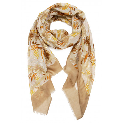 SCARF PRINTED LEAVES AND...