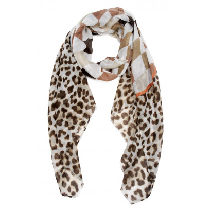 SCARF PLEATED, GEOMETRIC PATTERN AND ANIMAL