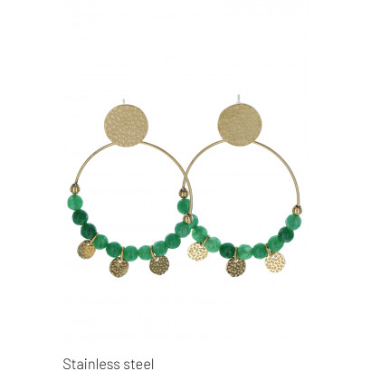 STEEL EARRINGS ROUND SHAPE WITH PEARLES,