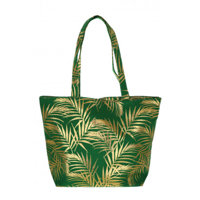 FAUNA, SHOPPING BAG, EXOTIC LEAVES-FLOWERS PATTERN