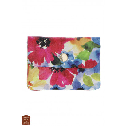 SUEDE WALLET WITH FLOWERS PATTERN