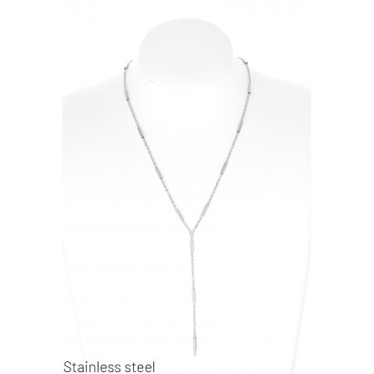 STAINL.STEEL NECKLACE WITH GEOMETRIC SHAPES