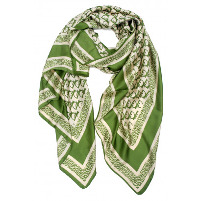 POLYSILK SCARF WITH LETTERS PATTERN, COLORED EDGE