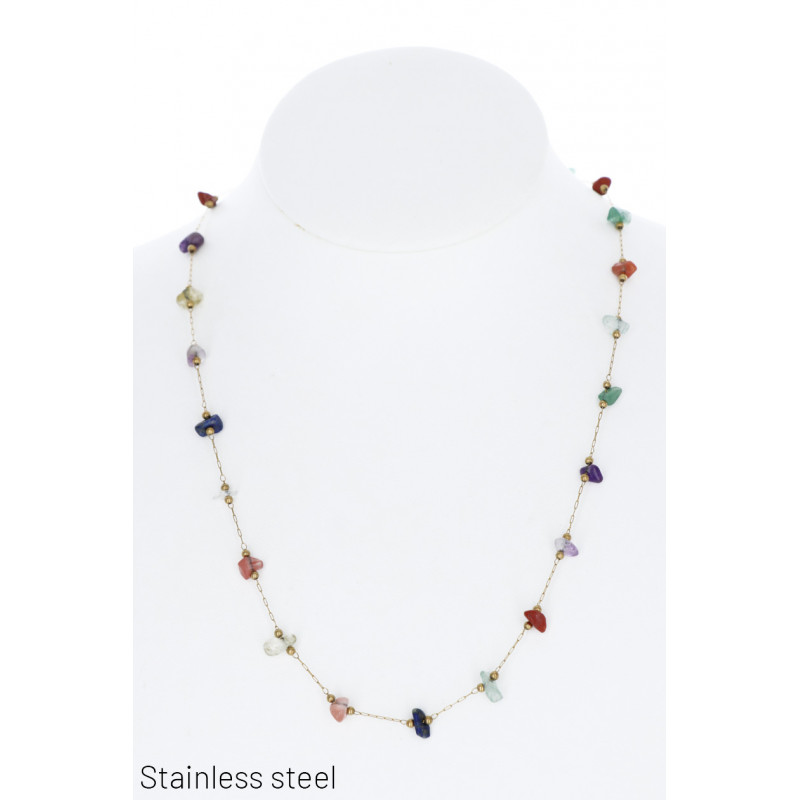 STAINL.STEEL NECKLACE WITH STONES