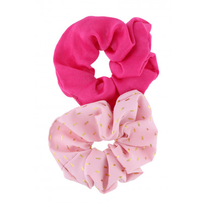 SET: 2  SCRUNCHIES, SOLID COLOR & METALIZED PRINTI