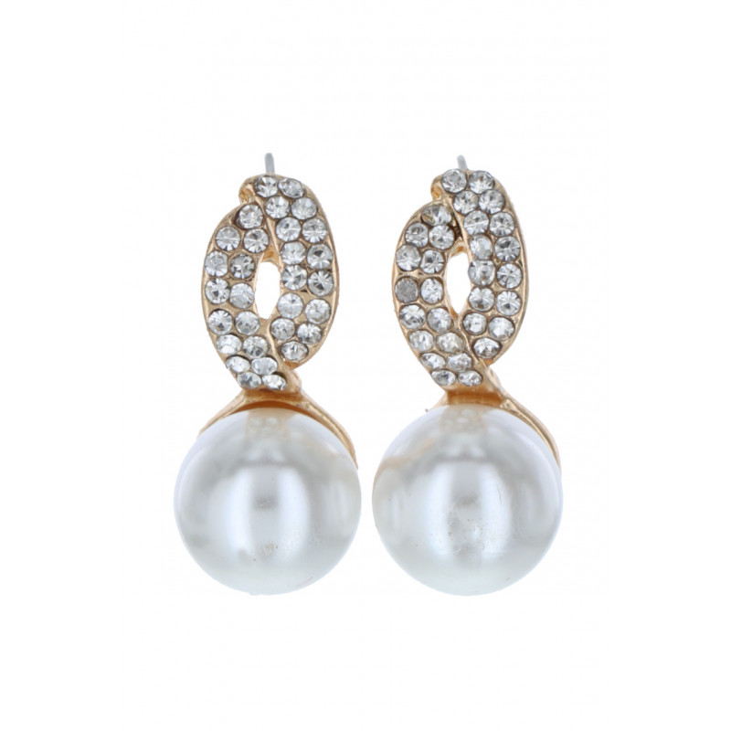 EARRINGS WITH PEARLS AND RHINESTONES