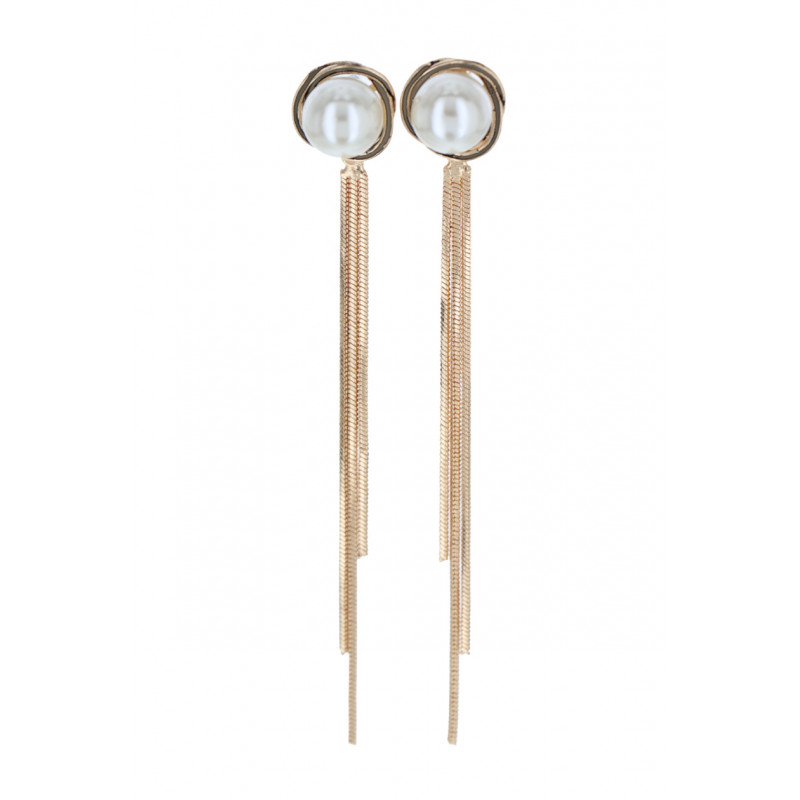 EARRINGS ROUND SHAPE WITH PEARL & FRINGES