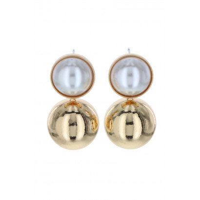EARRINGS ROUND SHAPE, METAL AND PEARL