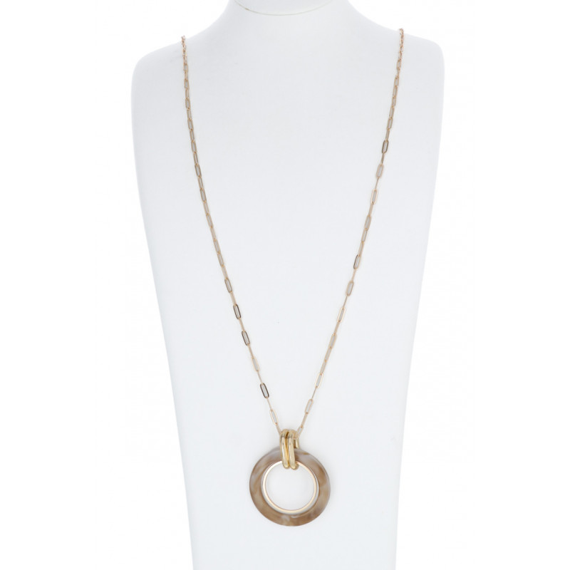 LINK NECKLACE WITH RING PENDANT IN RESINE