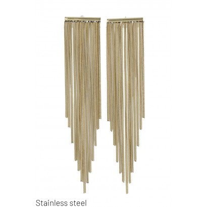 STEEL EARRING WITH CHAIN FRINGES