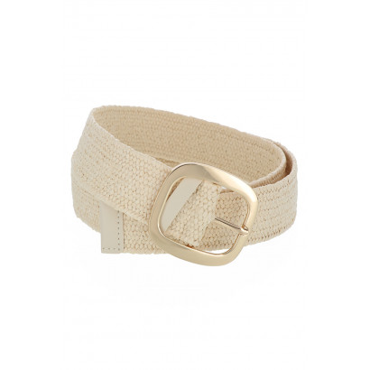 CEINTURE ÉLASTIQUE PAILLE, BOUCLE CARRÉE