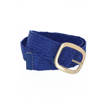 CEINTURE ÉLASTIQUE PAILLE, BOUCLE CARRÉE