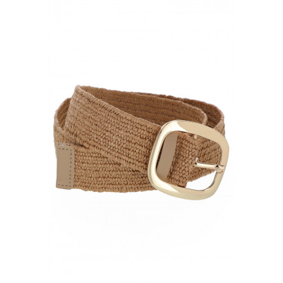 CEINTURE ÉLASTIQUE PAILLE, BOUCLE CARRÉE