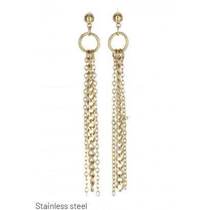 STEEL EARRINGS WITH CHAIN FRINGES