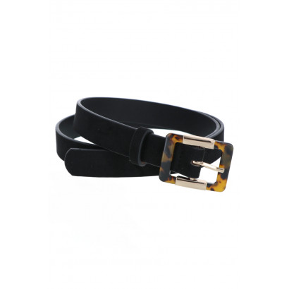 BELT WITH SQUARE BUCKLE IN METAL & TORTOISE SHELL