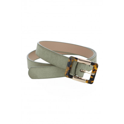 BELT WITH SQUARE BUCKLE IN METAL & TORTOISE SHELL