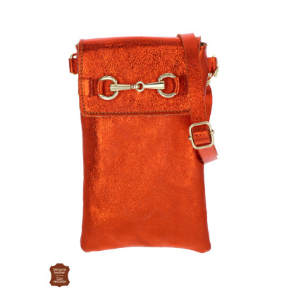 LAORA, SHINY LEATHER POUCH SOLID COLOR