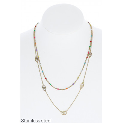 2 ROWS STEEL NECKLACES WITH...