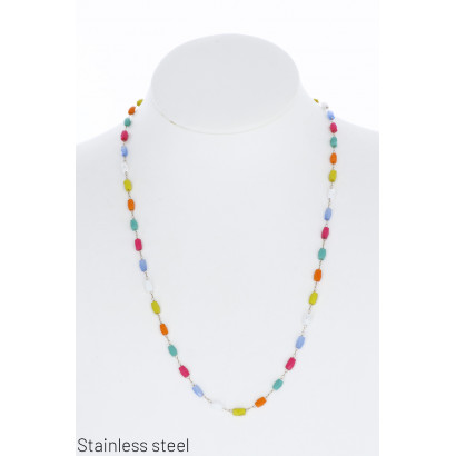 ST. STEEL NECKLACE WITH RESIN BEADS