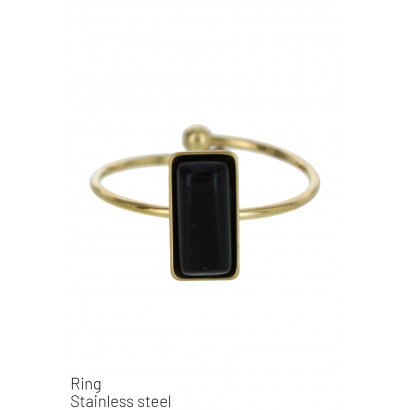 RING STAINLESS STEEL WITH RECTANGULAR STONE