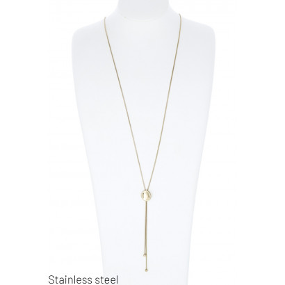 STAINL.STEEL NECKLACE WITH TASSEL