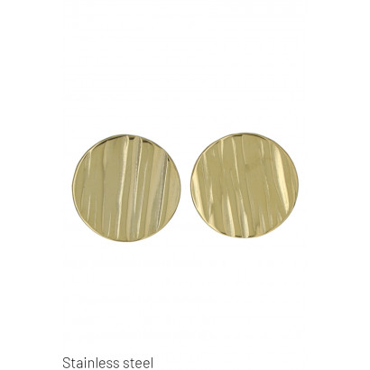 EARRINGS STAINLESS STEEL ROUND SHAPE & HAMMERED