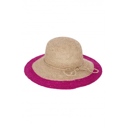 PAPER STRAW HAT WITH COLORED BRIM AND KNOT