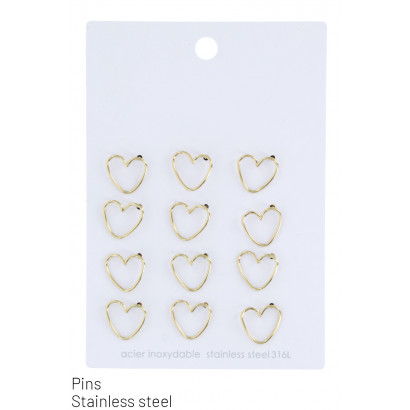 STEEL PINS WITH HEART SHAPE