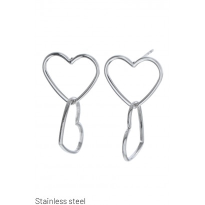 STEEL EARRING WITH HEART PENDANT