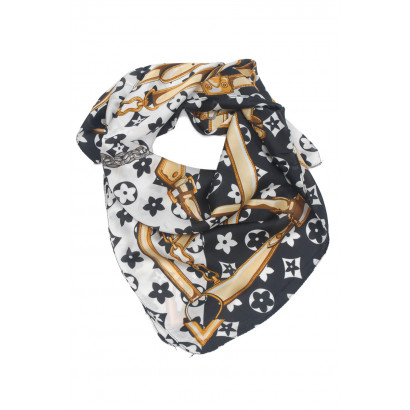 SQUARE SCARF WITH BELT AND GEOMETIC PRINTED