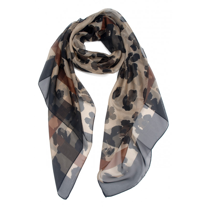 POLYSILK SCARF WITH ANIMAL PATTERN