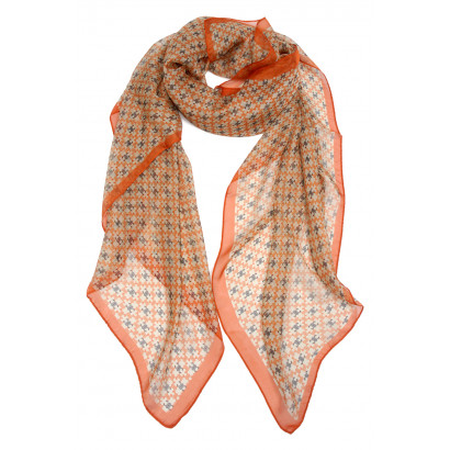 POLYSILK SCARF WITH GEOMETRIC AND LINES PATTERN
