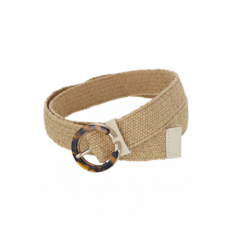 STRAW ELASTIC BELT SOLID COLOR, ROUND BUCKLE
