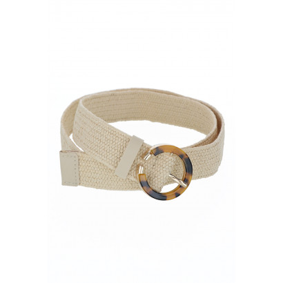 STRAW ELASTIC BELT SOLID COLOR, ROUND BUCKLE