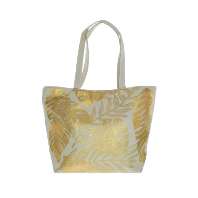 FAUNA, SHOPPING BAG, EXOTIC LEAVES-FLOWERS PATTERN