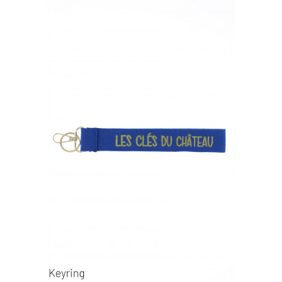 KEYRING WITH MESSAGE ON WEBBING: LES CLÉS DU CHATE